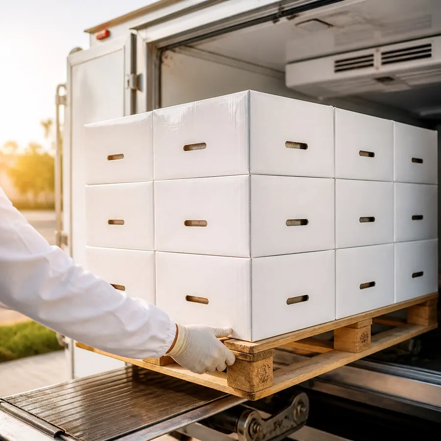 Export cartons loaded into refrigerated transport