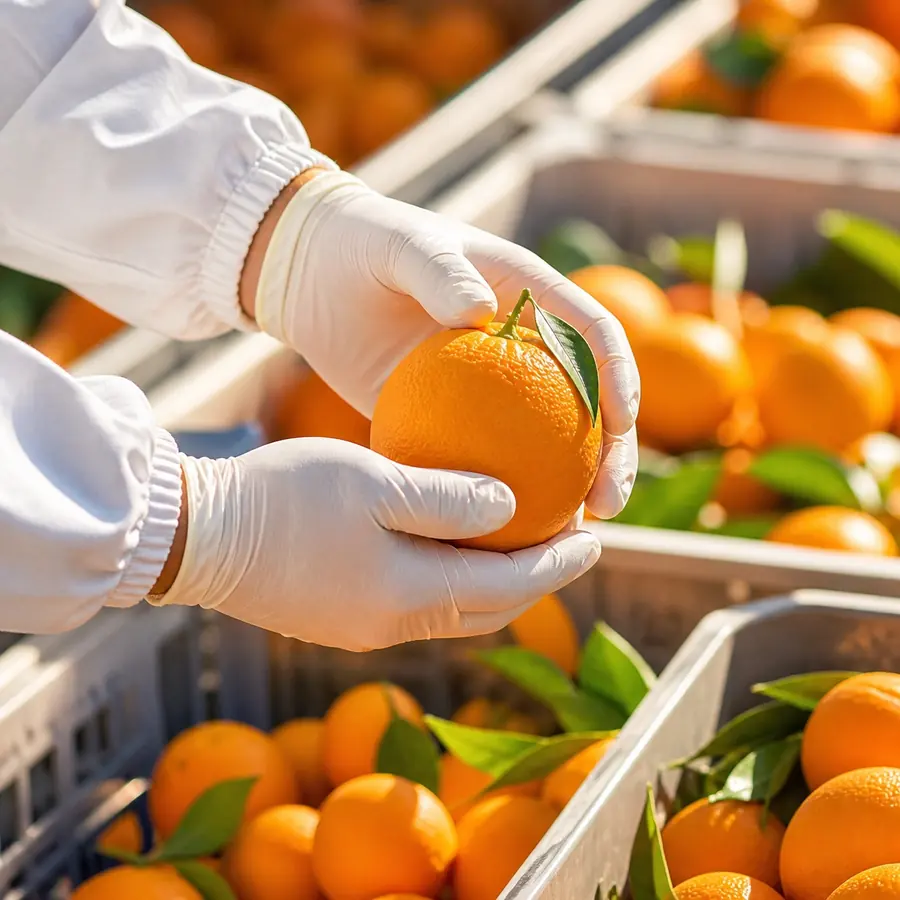 Fresh orange inspected for export quality